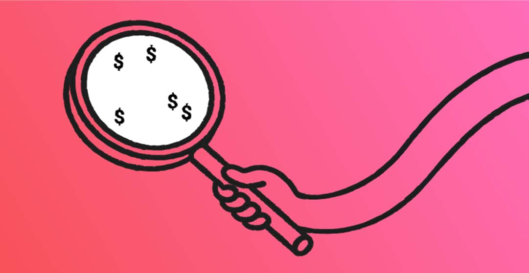 magnifying glass with $